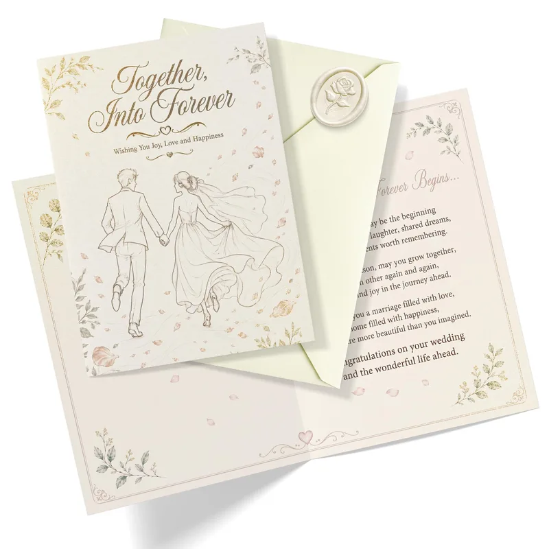 Together Forever Wedding Card: Line Art Couple Design