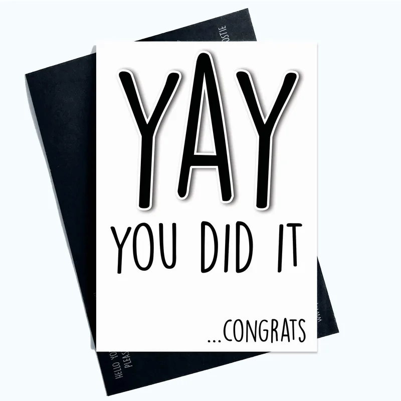 Yay You Did It Congrats Card: Bold Black Type for Big Wins