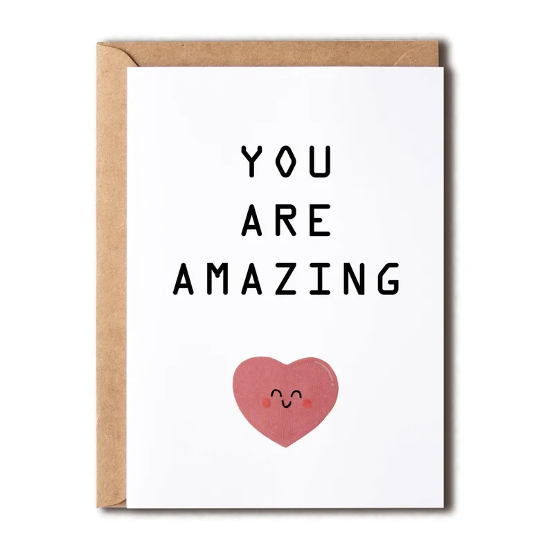 Pink Heart Card: You Are Amazing Encouragement Card