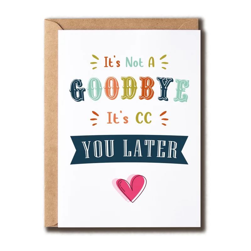 Colorful Retro Lettering Heart Card for a Farewell