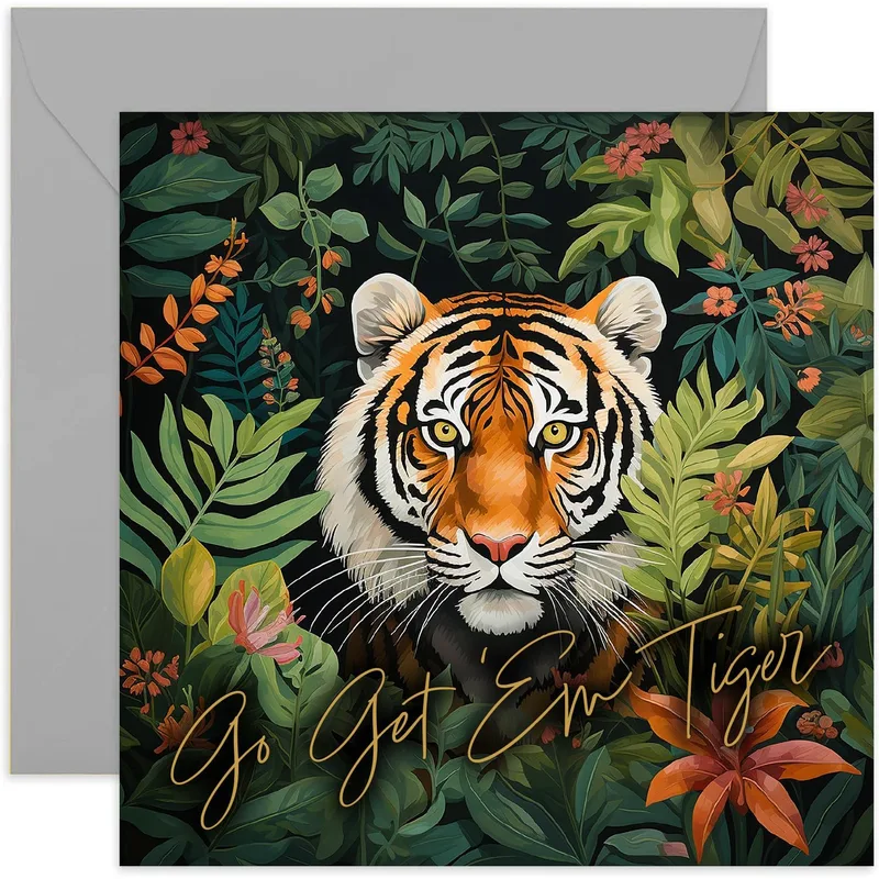 Good Luck Tiger Card: Go Get ‘Em Tiger in Jungle Style