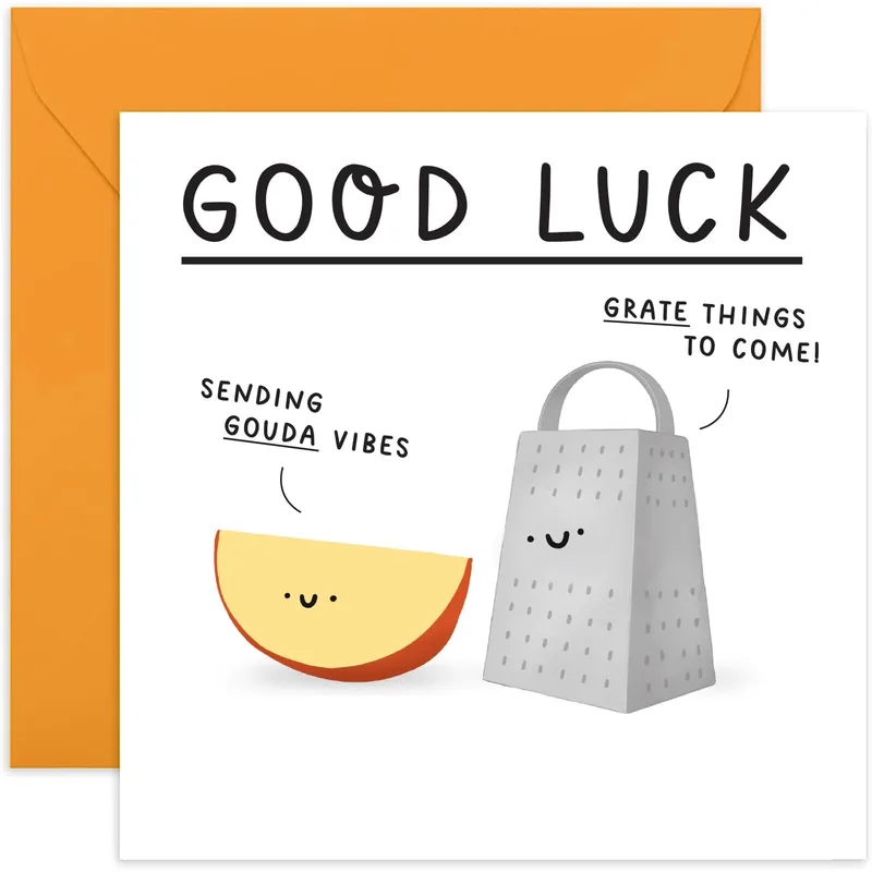Cheese Pun Card for Good Luck Wishes and Fresh Starts