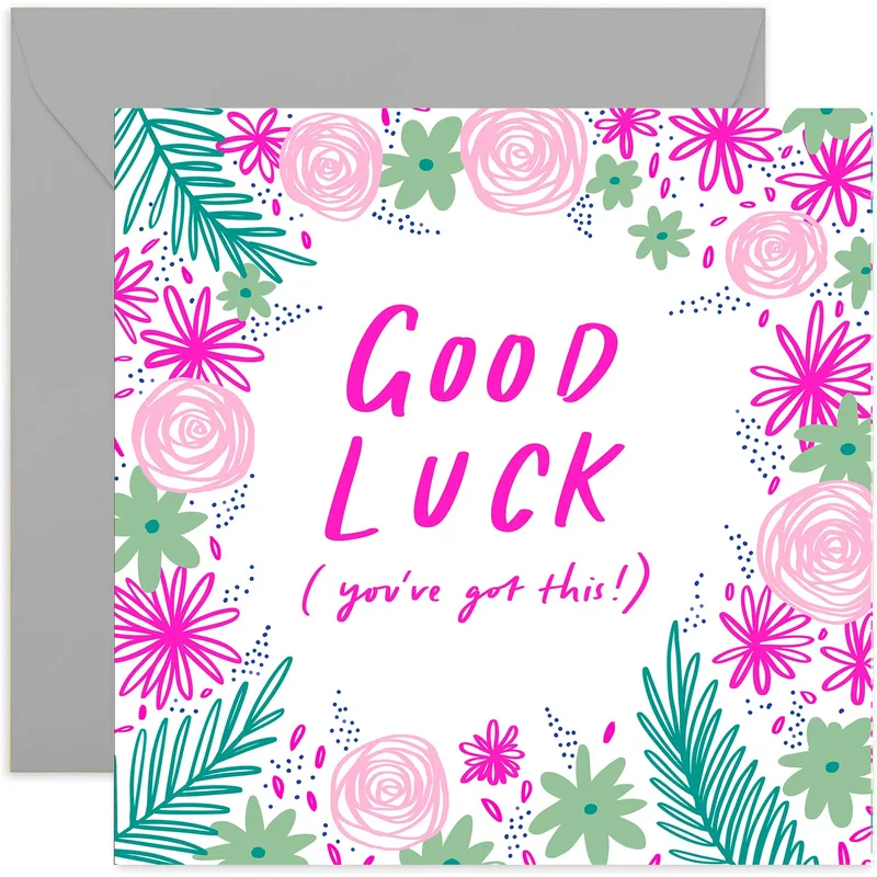 Good Luck you've got Card with a Neon Pink Floral Border