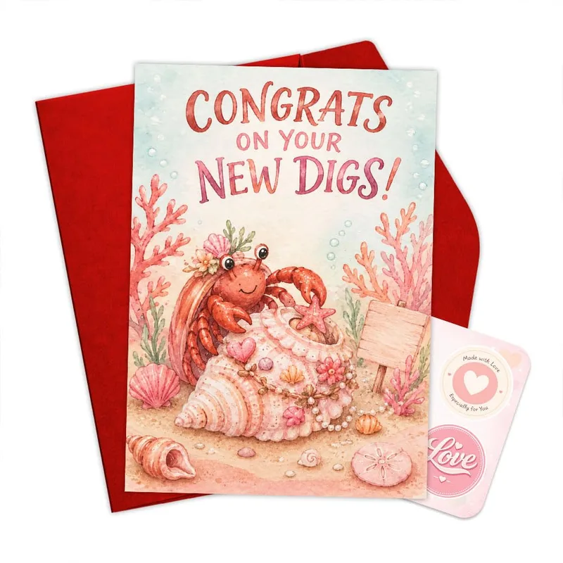 Hermit Crab New Home Card: Congrats on Your New Digs