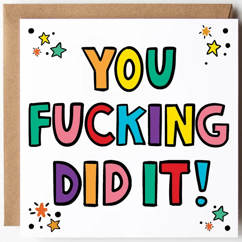 Well Done Achievement Card: a bright, loud congrats for your win