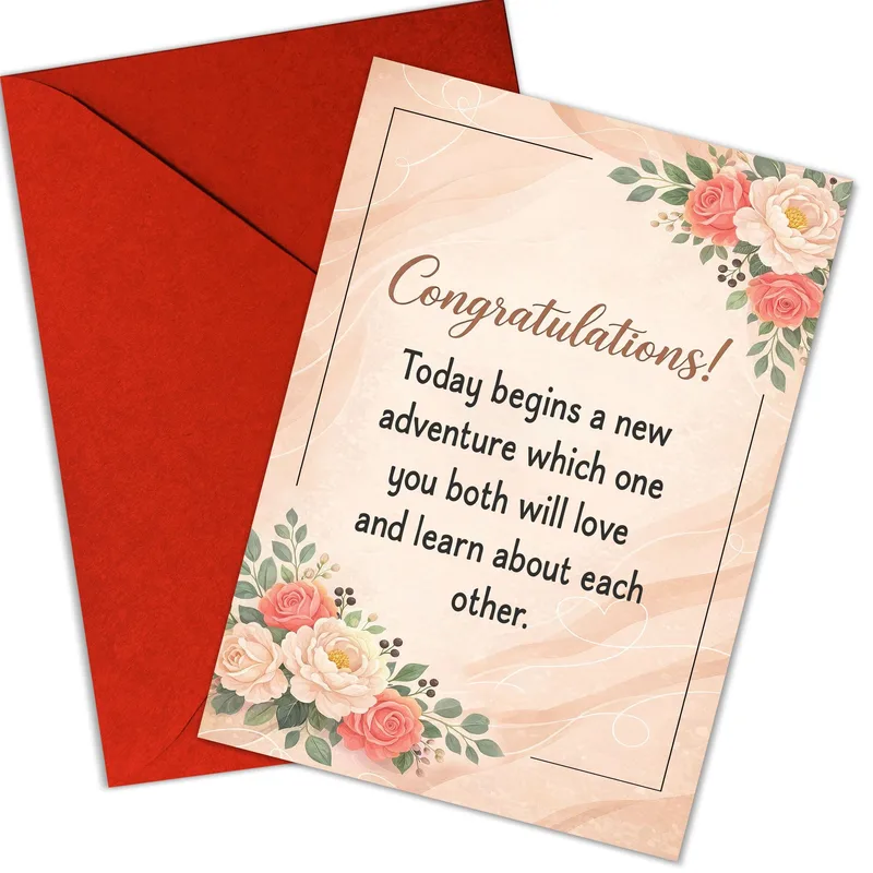 Marriage Congratulations Card with Pink Floral Roses