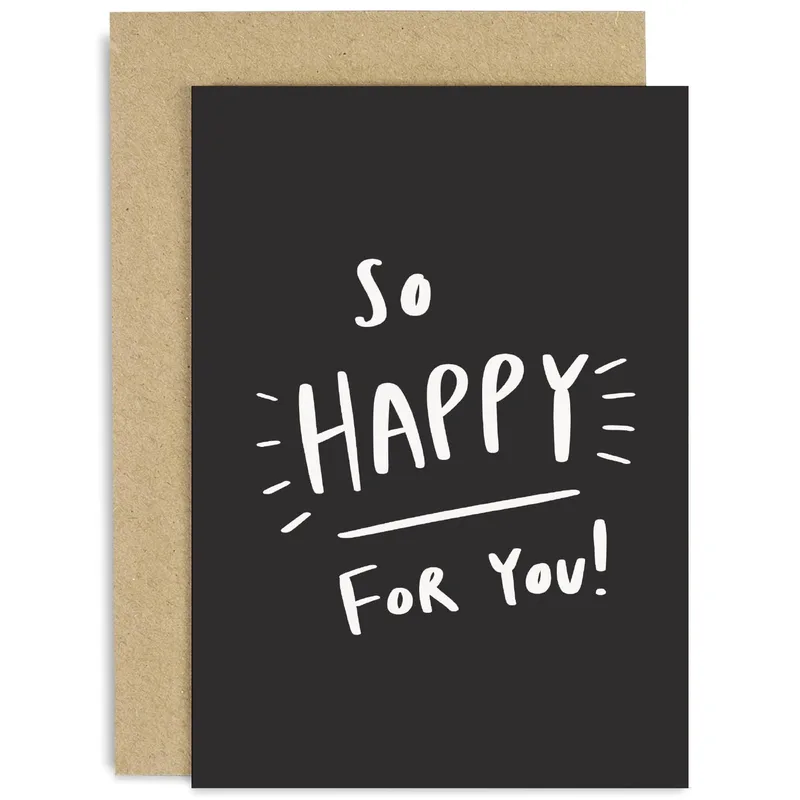 White Handwritten Text Black Card: Congratulations Card for You