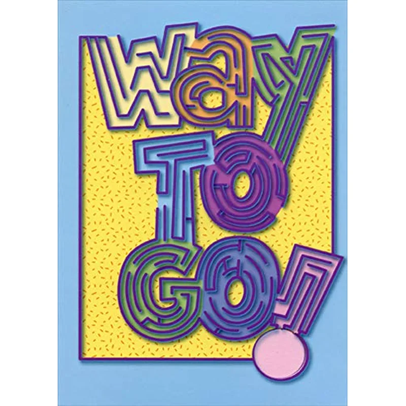 Way to Go Card: Colorful Maze Lettering Congratulations