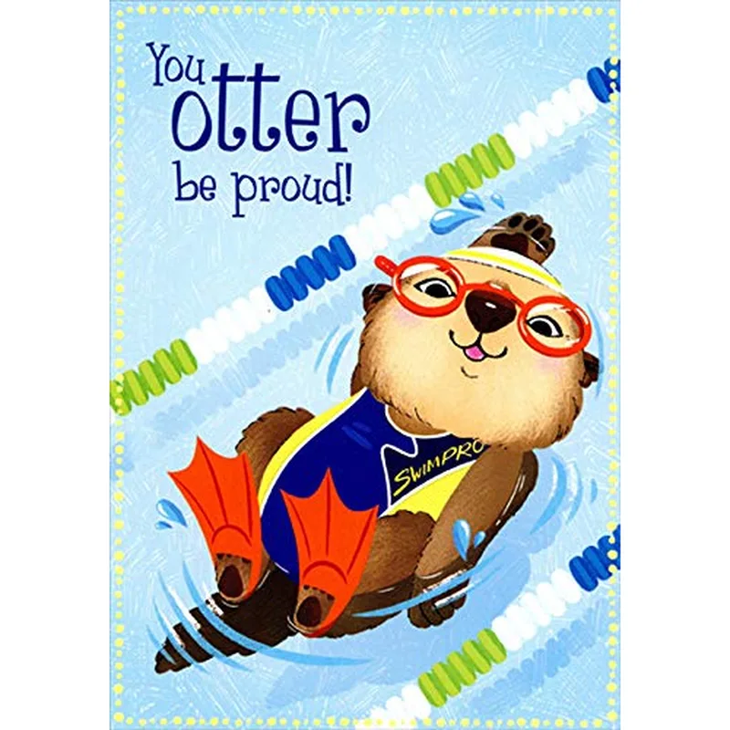 Otter Congratulations Card for a Young Swimmer