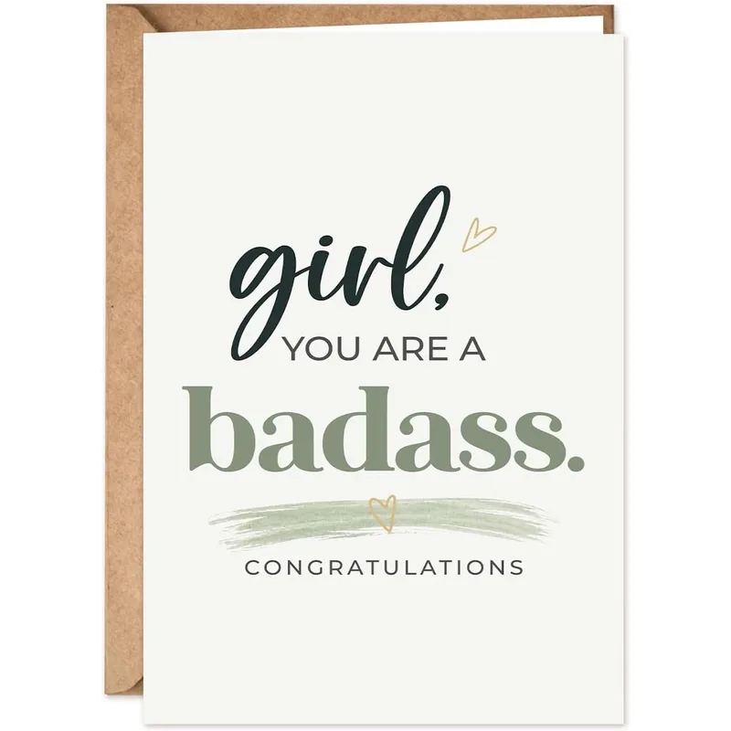 Sage Green Script Typography Card for a Badass Friend