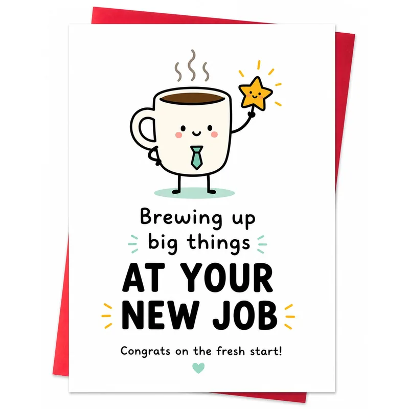 Coffee Mug New Job Card: Brewing Big Things Ahead