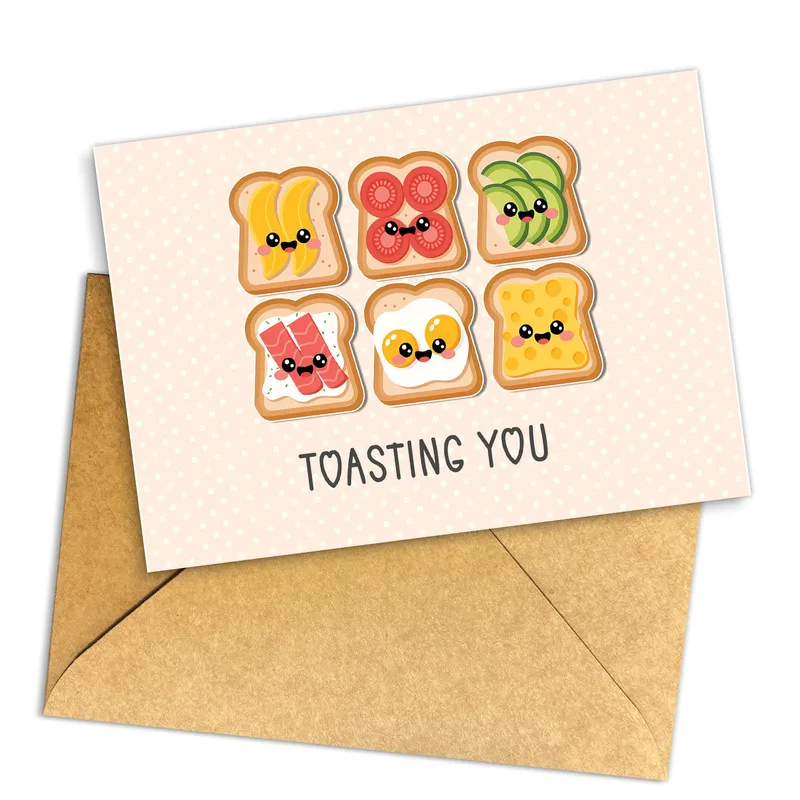 Toasting You Card: Cute Toast Slices Wedding Card