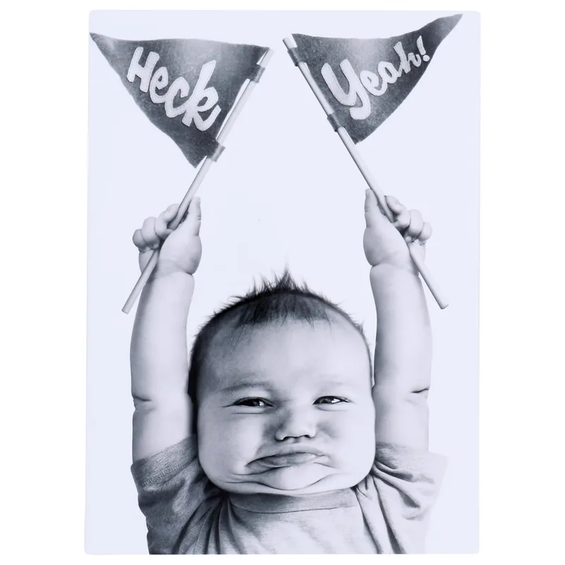 Heck Yeah Card: Black and White Baby Congratulations