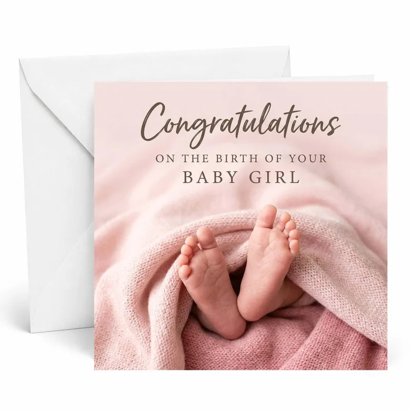 New Born Daughter Card: A Soft Pink Welcome for Baby Girl