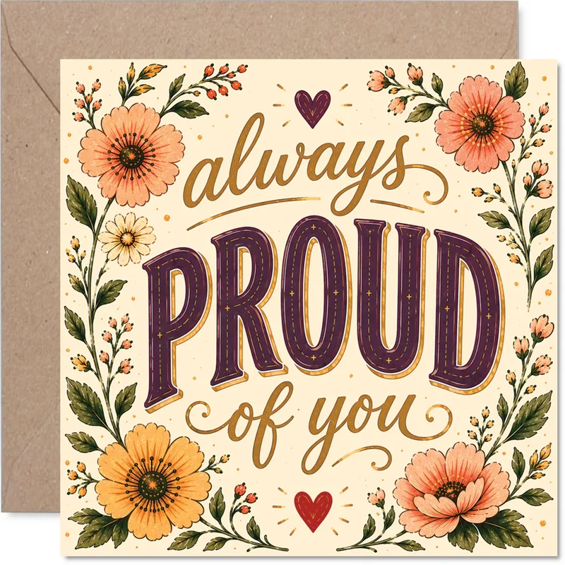 Encouragement Floral Card: Always Proud of You Vintage Design