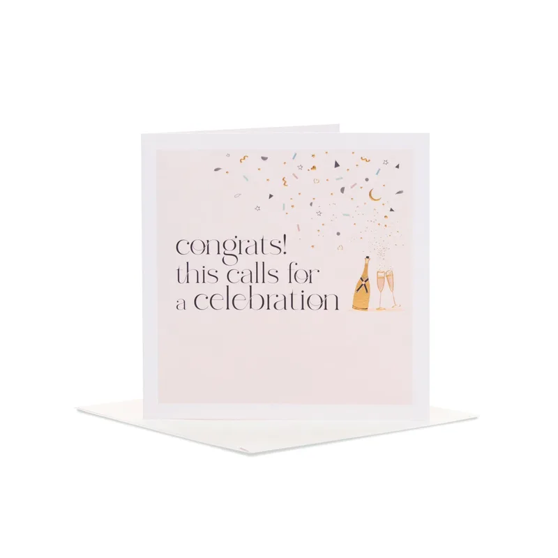 Congrats Celebration Card with Champagne and Confetti