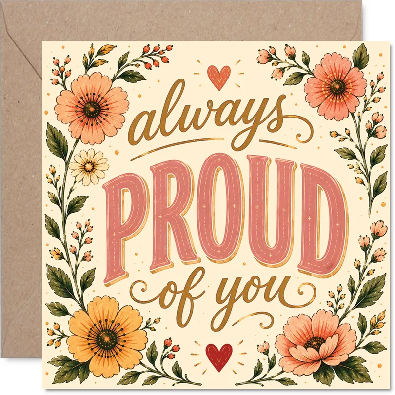Floral Pink Typography Card Always Proud of You Design