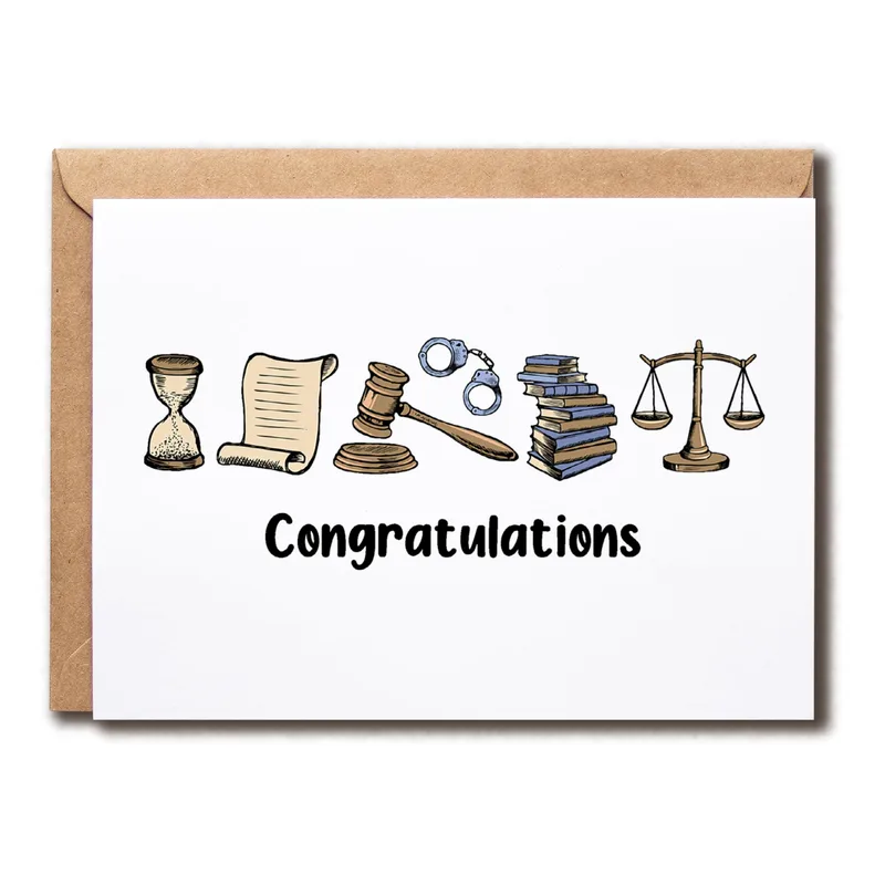 Congratulations Legal Icons Line Art Card – Greeting Card in black
