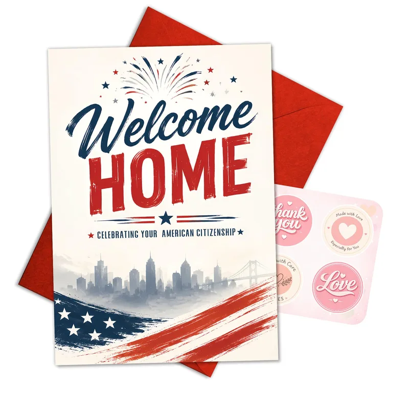 Welcome Home Citizen Card: Patriotic Skyline Fireworks