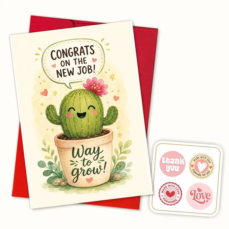 Cactus New Job Card: a cheerful way to congratulate