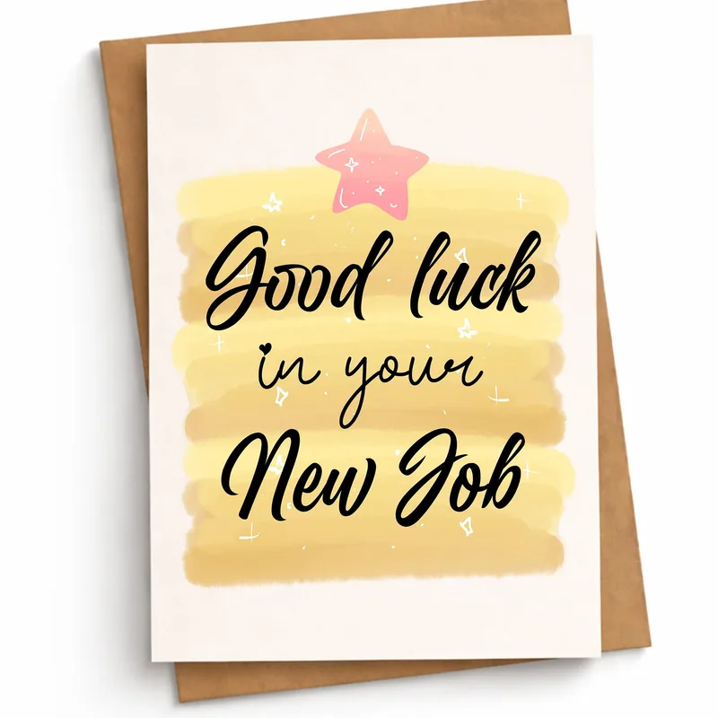 Yellow Watercolor Star Card: Good Luck in Your New Job