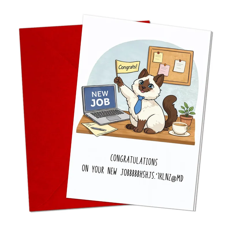 Cat New Job Card: A Purr-fect Way to Say Congrats