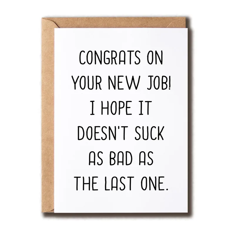 Congrats on Your New Job Black Card for a Friend Starting Fresh