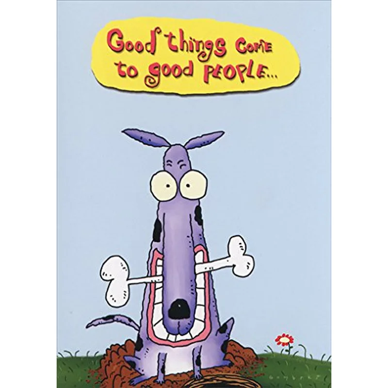 Dog Bone Card: A Purple Pup Celebrates Your Good Fortune