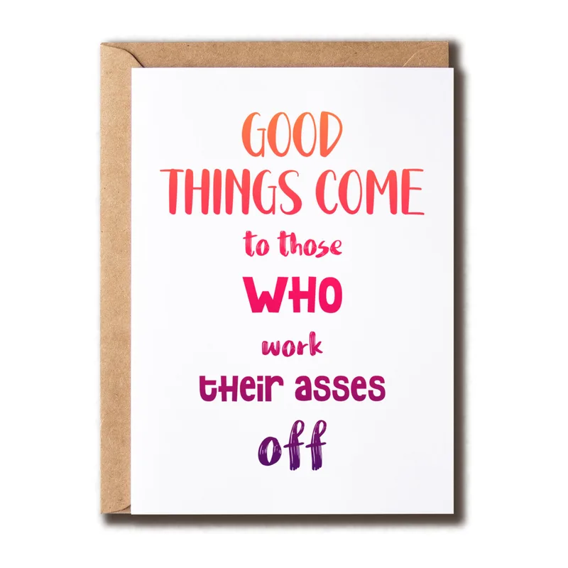 Colorful Gradient Typography Card for a New Job Congrats