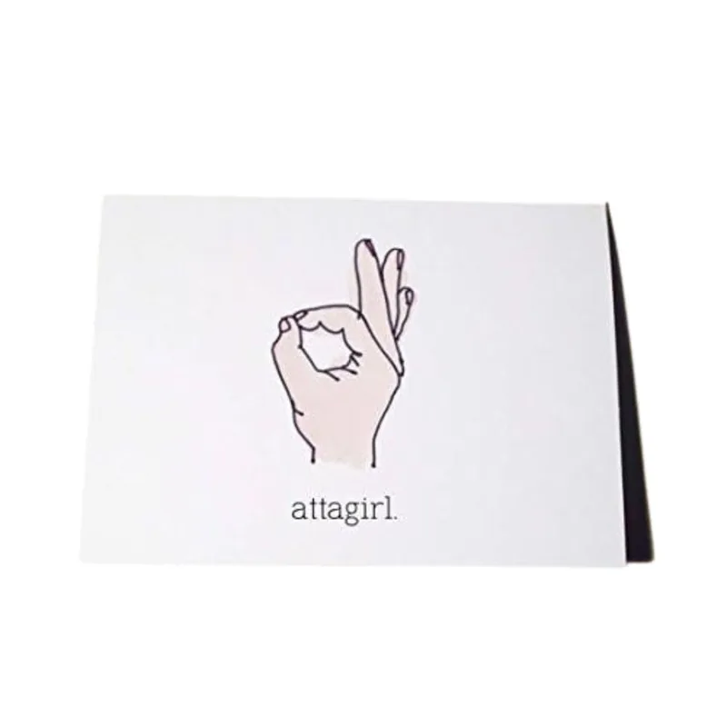 Attagirl Congrats Card with a Hand Sign Illustration