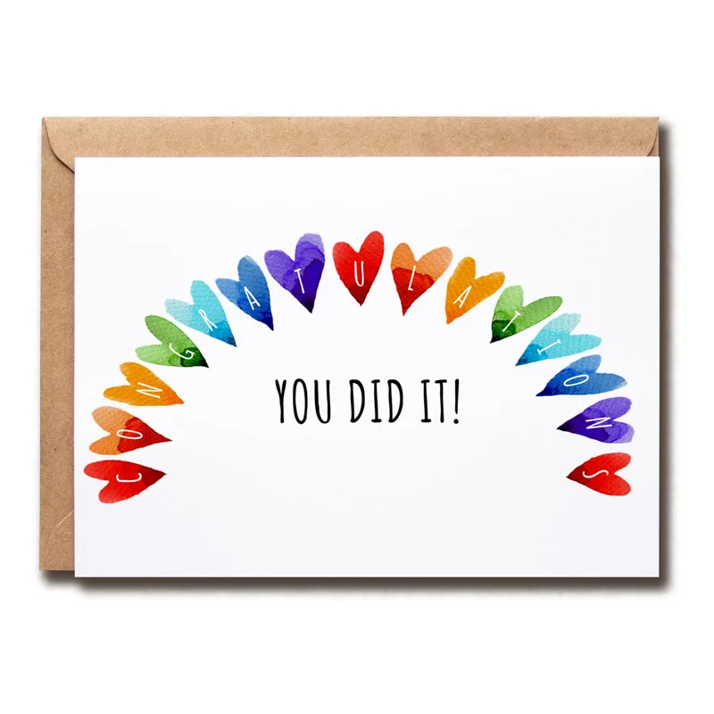 Congratulations Rainbow Hearts Card for Big Wins