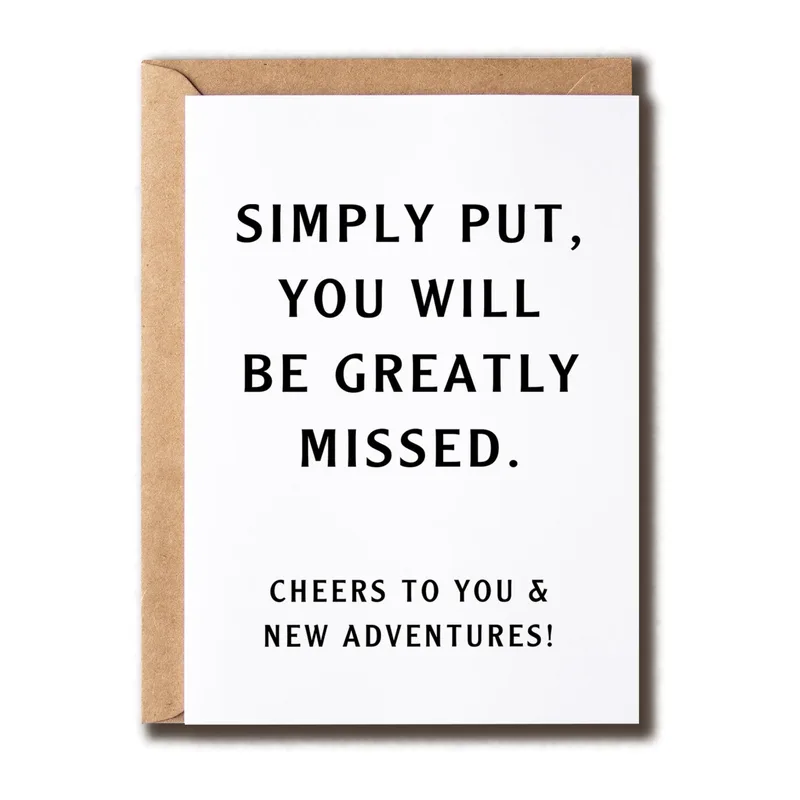 Black Text Minimalist Card for a Coworker Who Is Moving On
