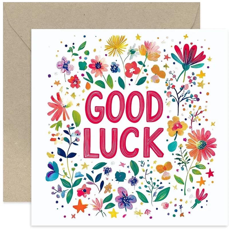 Colorful Flowers Good Luck Card for Her New Chapter