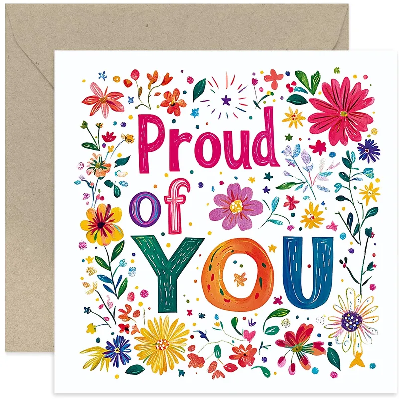 Congrats Achievement Card: A Vibrant Floral 'Proud of You' Greeting