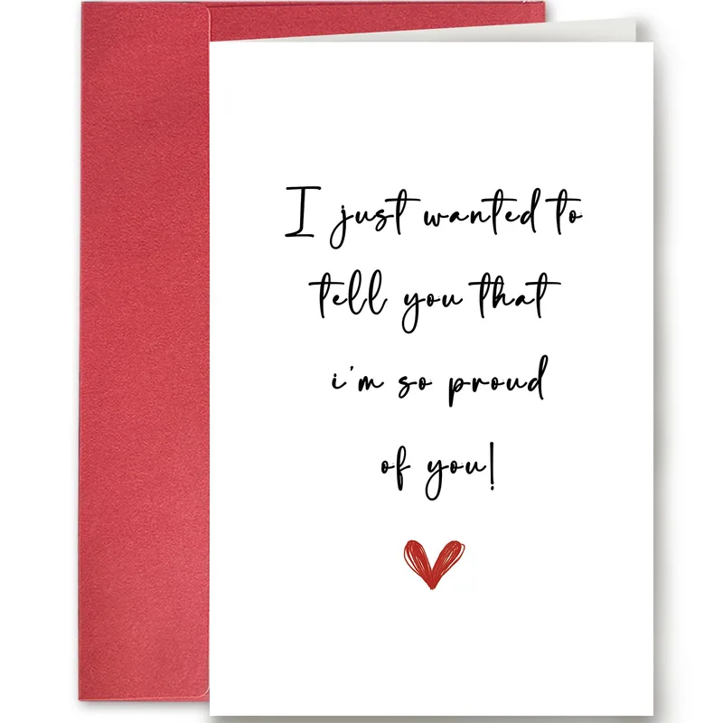 Red Heart Minimalist Card for Graduation and New Job Celebrations