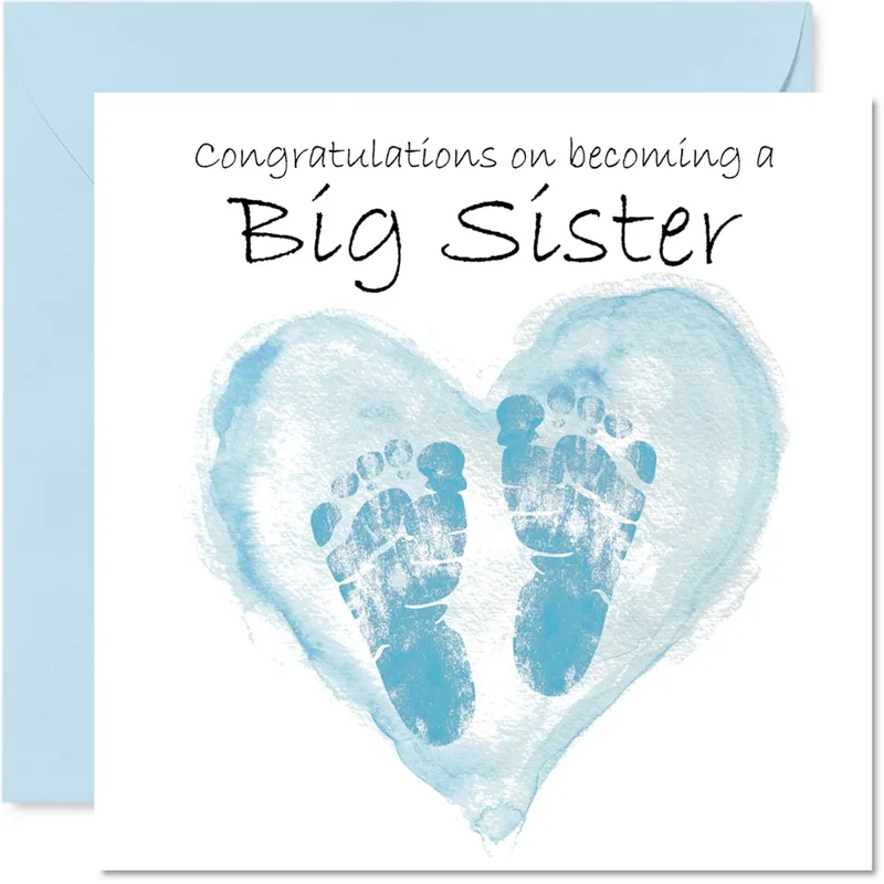 Congratulations on Becoming a Big Sister Card with Blue Footprints