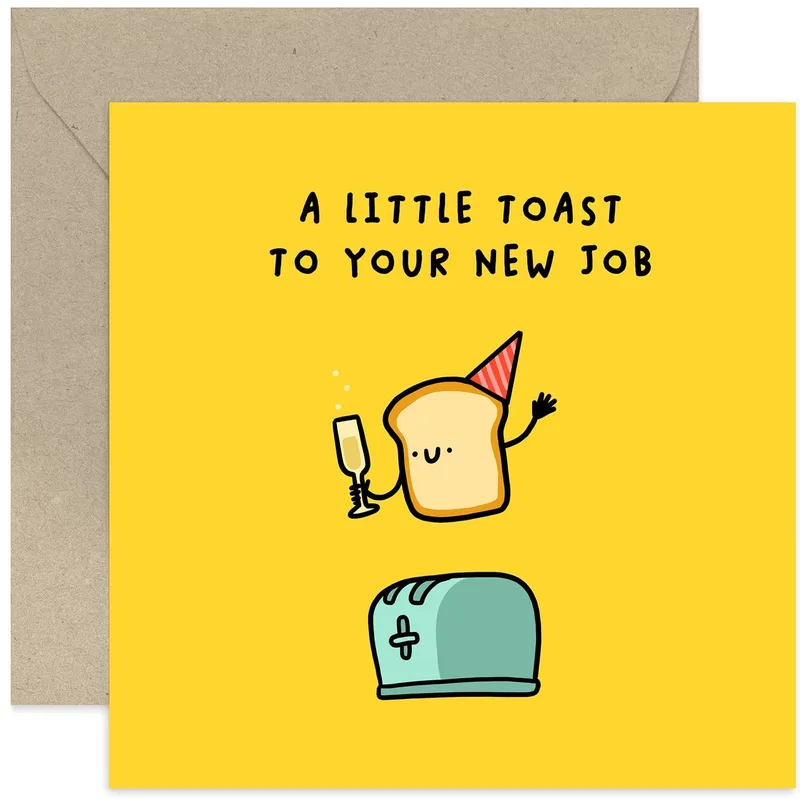 Cartoon Toast Character Card for New Job Celebrations