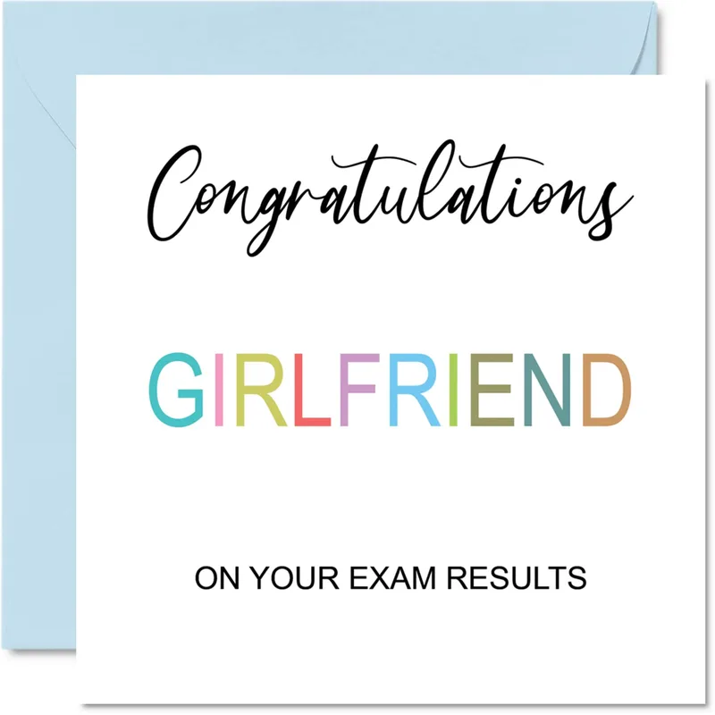 Girlfriend Exam Success Card – Colorful girlfriend exam results congratulations card – Greeting Card in natural