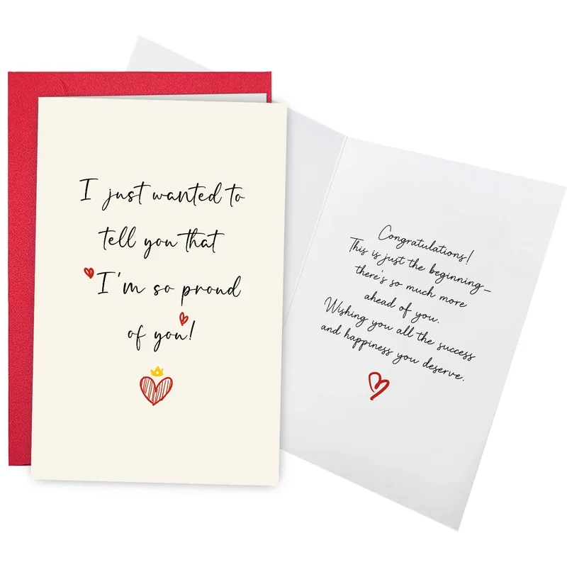 Minimal Script Heart Crown Card for Celebrating Success