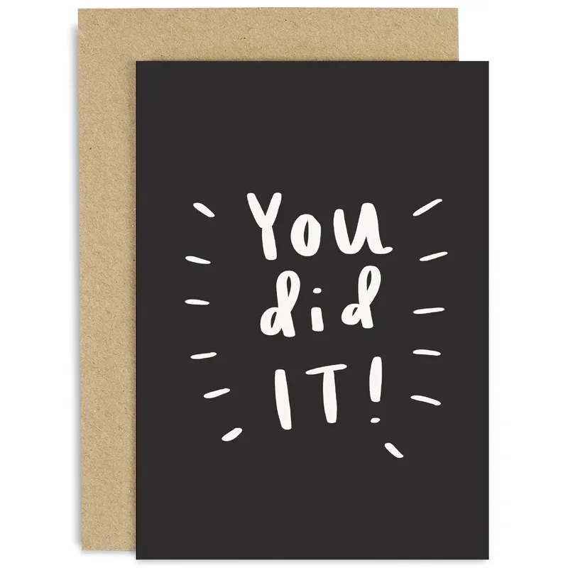You Did It! Congratulations Black White Card