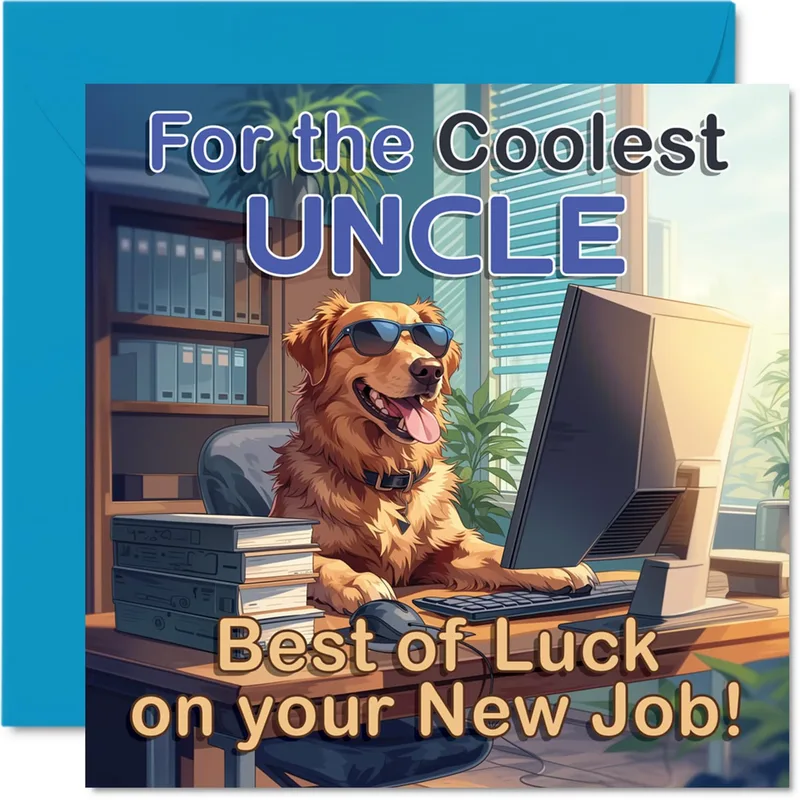 Uncle New Job Card for the Coolest Uncle with Cool Dog