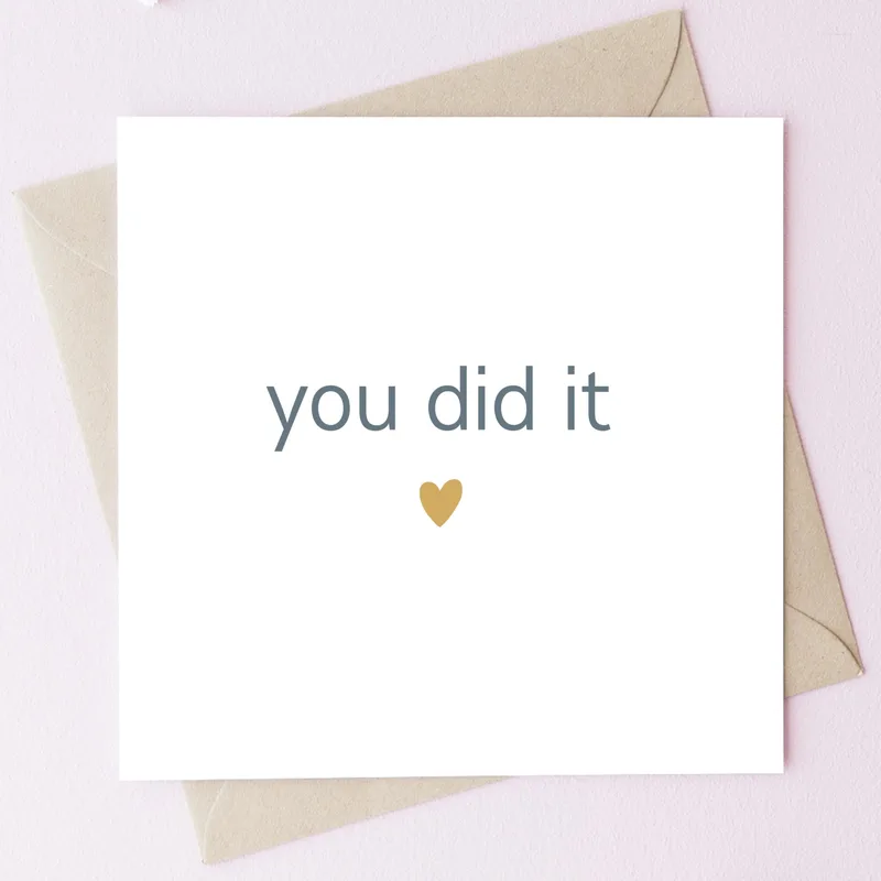 You Did It Congratulations Minimal Gold Card for New Achievements