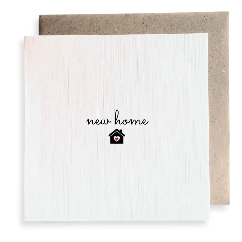 Minimal Black House Icon Card for New Home Celebrations