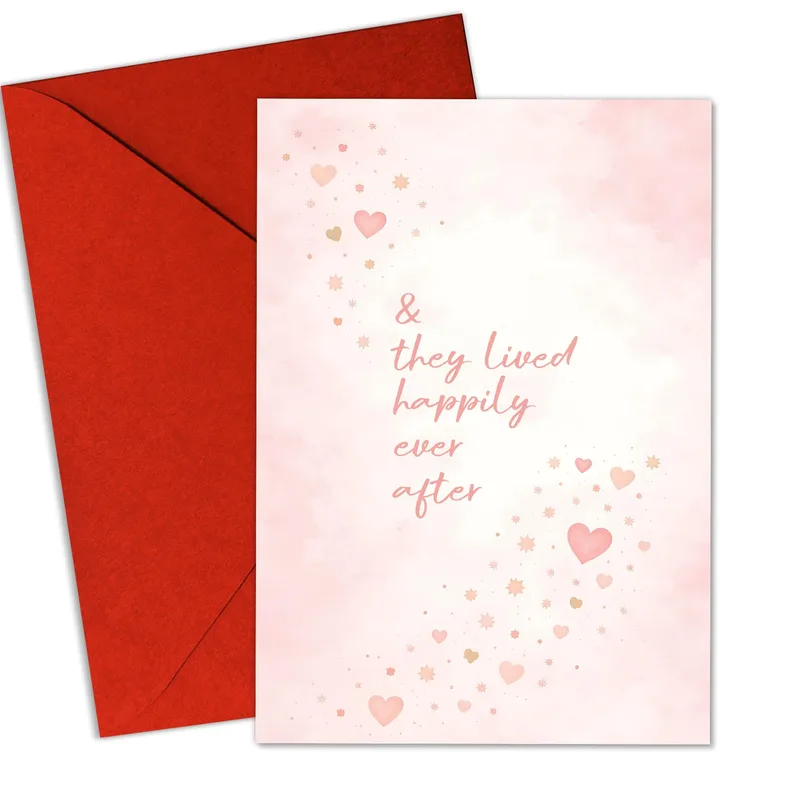Wedding Hearts Card: Pink Watercolor Design with Romantic Script