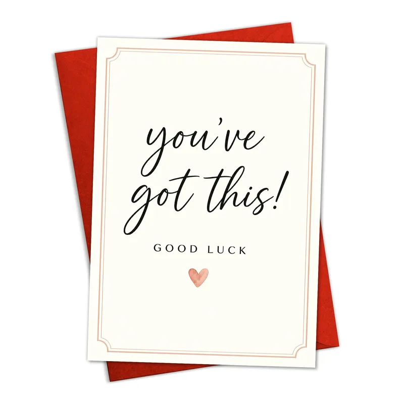 Minimal Script Good Luck Card – Greeting Card in natural