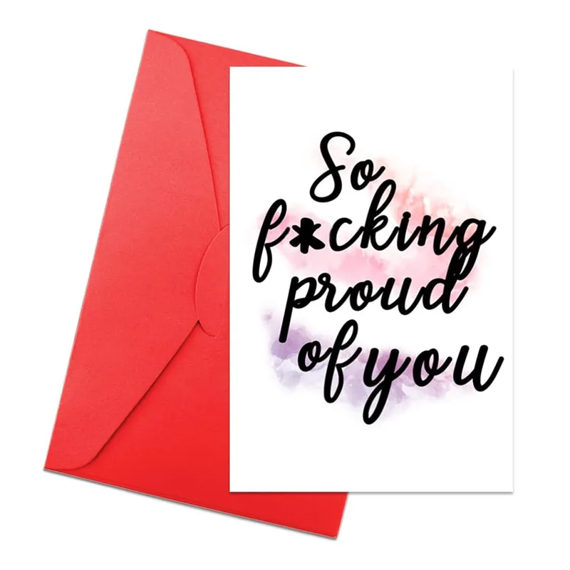 Black Script Pink Encouragement Card So F*cking Proud of You Design