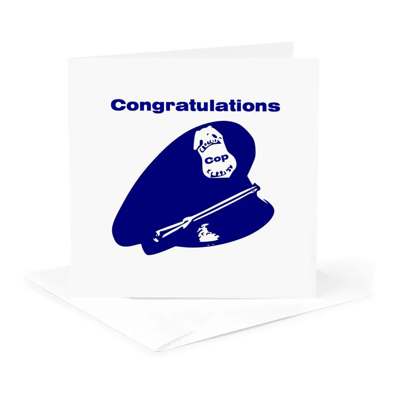 Police Cap Silhouette Congratulations Card for New Officers