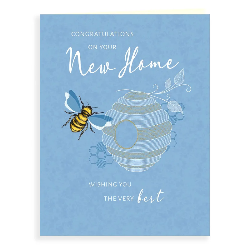 Blue Beehive Bee New Home Card for a Sweet Congrats