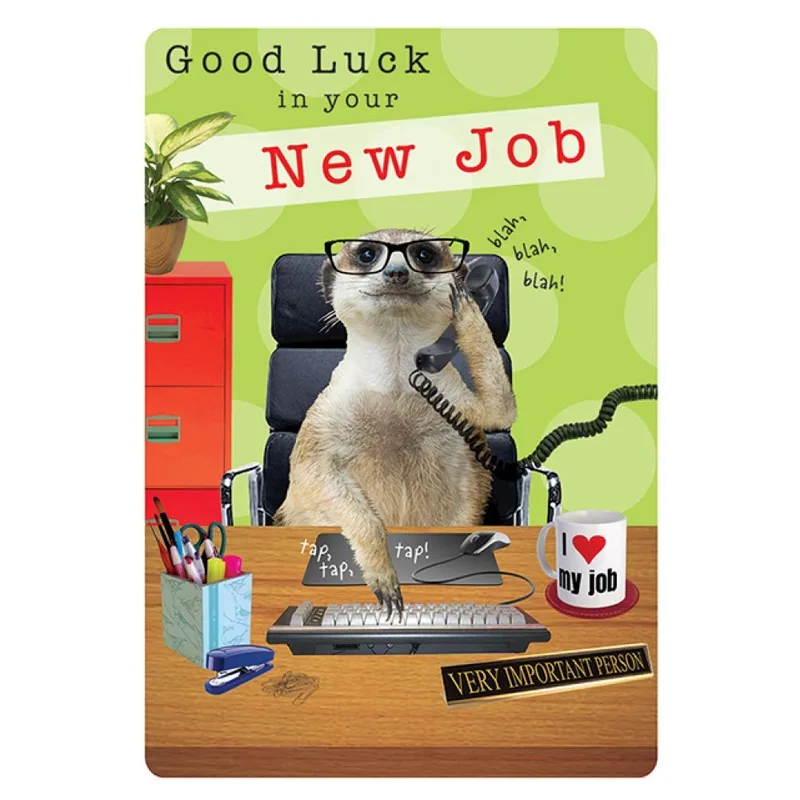 At Desk Green New Job Card for a Meerkat Working Hard