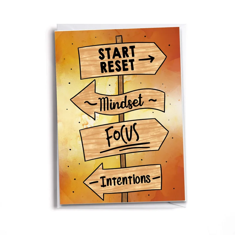 Orange Signpost Arrows Encouragement Card for New Beginnings